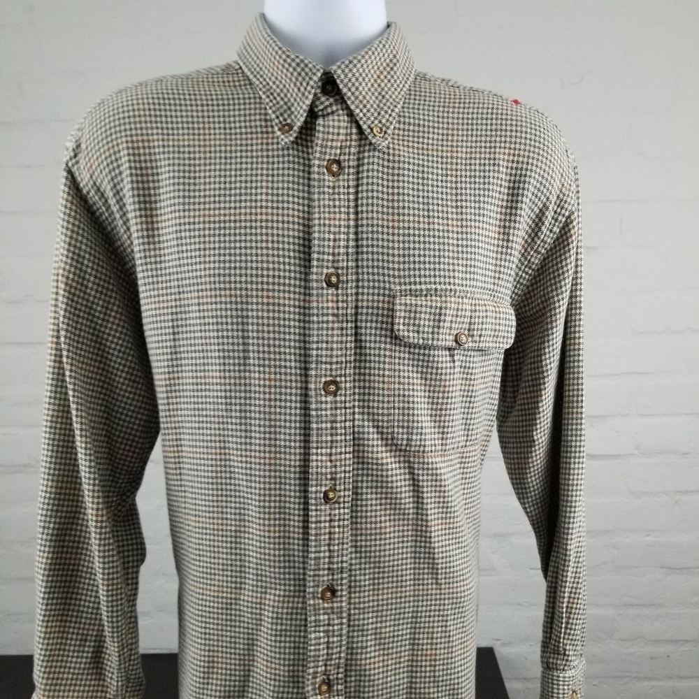 Orvis Tan Plaid Cotton Button Down Sz Large